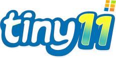 Logo tiny11 berwarna neon ungu